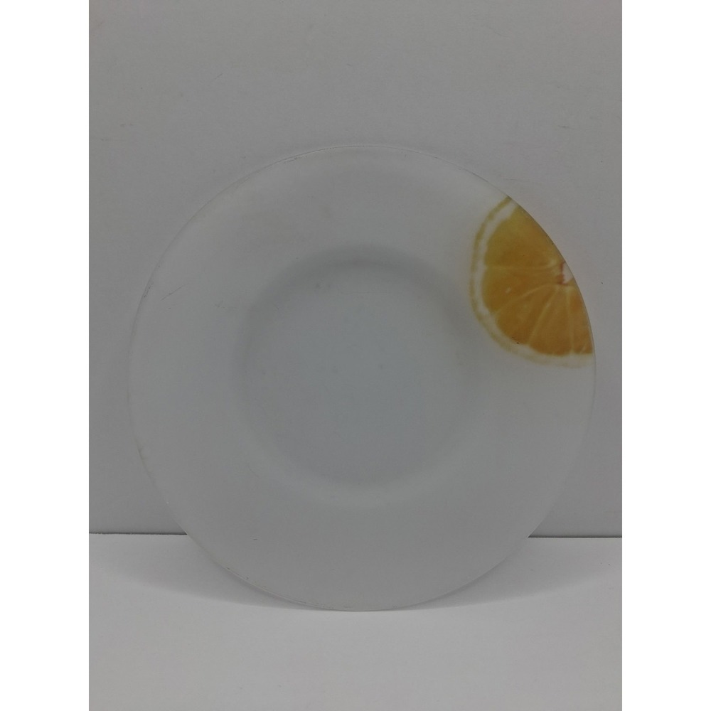 Frosted Glass Lemon Plate 8" Citrus Dessert Salad Dish Modern Kitchen Decor